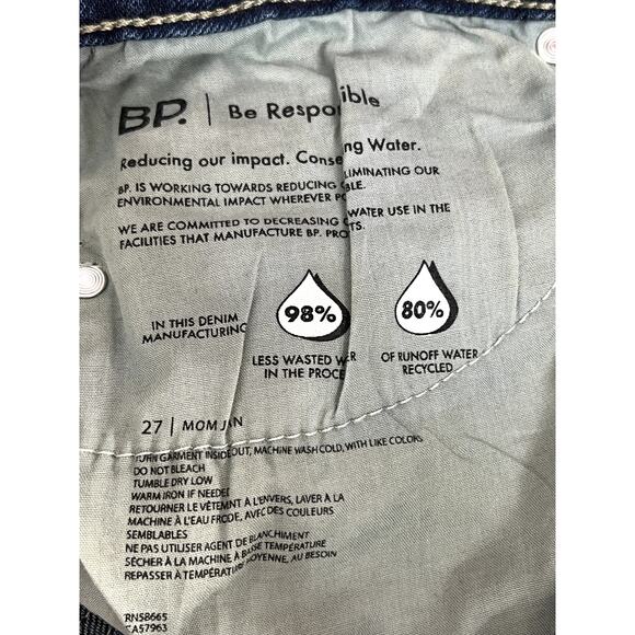 BP. Medium Wash Blue Distressed Straight Leg Button Denim Casual Jeans Size 27 - Picture 7 of 9